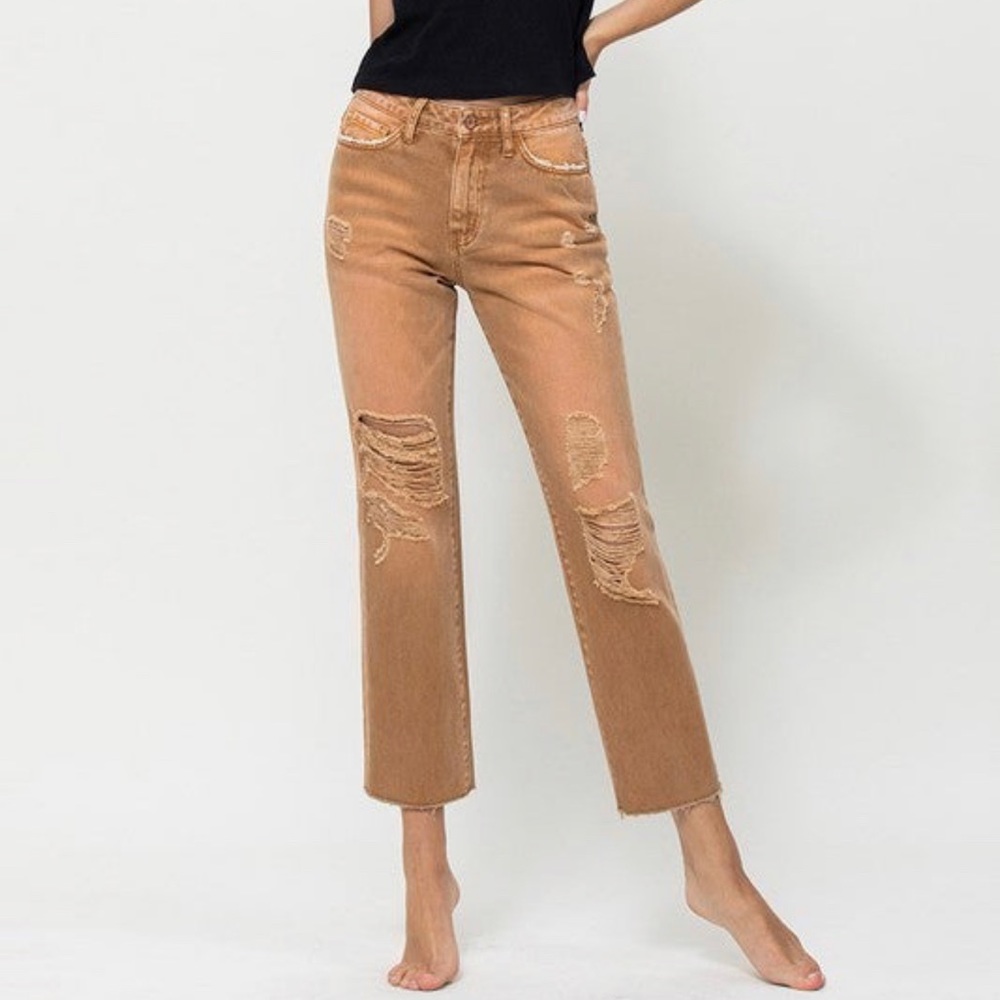 Risen cropped jeans